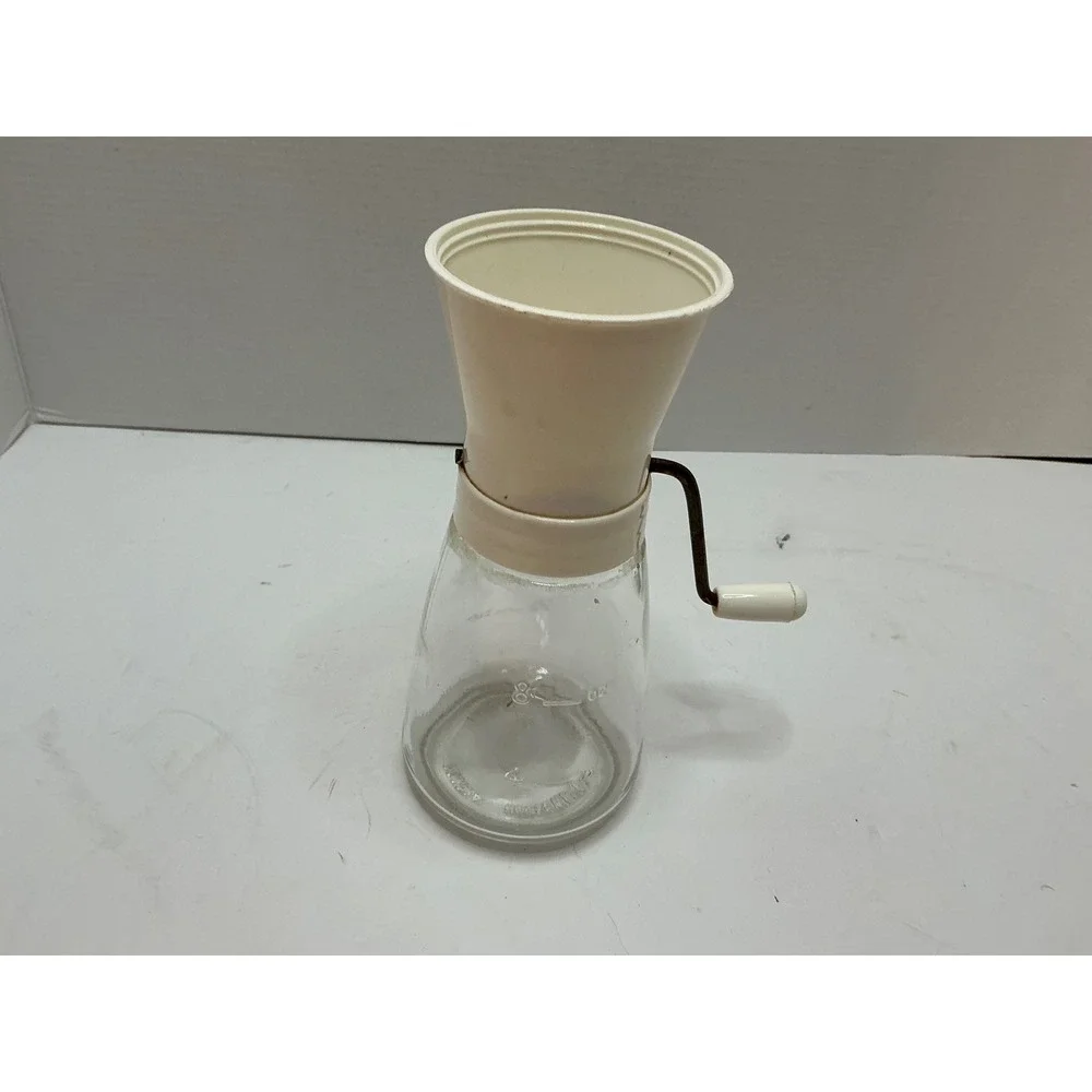 Federal Housewares Vintage Coffee Grinder Manual Hand Crank Glass Jar Cream 8